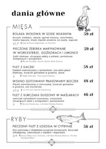 Nova Dębina menu