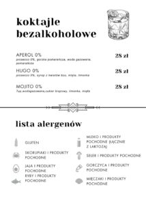 Nova Dębina menu