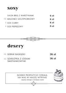 Nova Dębina menu