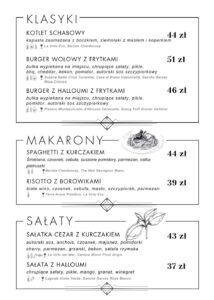 Nova Dębina menu