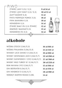 Nova Dębina menu